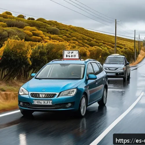 Home 32 우루과이에서 운전하기 - A detailed scene of a family car driving on a scenic rural road in Uruguay during autumn, with clear...