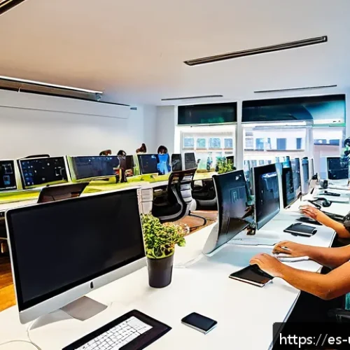 Home 17 우루과이와 미국 관계 - A modern co-working innovation hub in Montevideo, Uruguay, bustling with diverse young entrepreneurs...